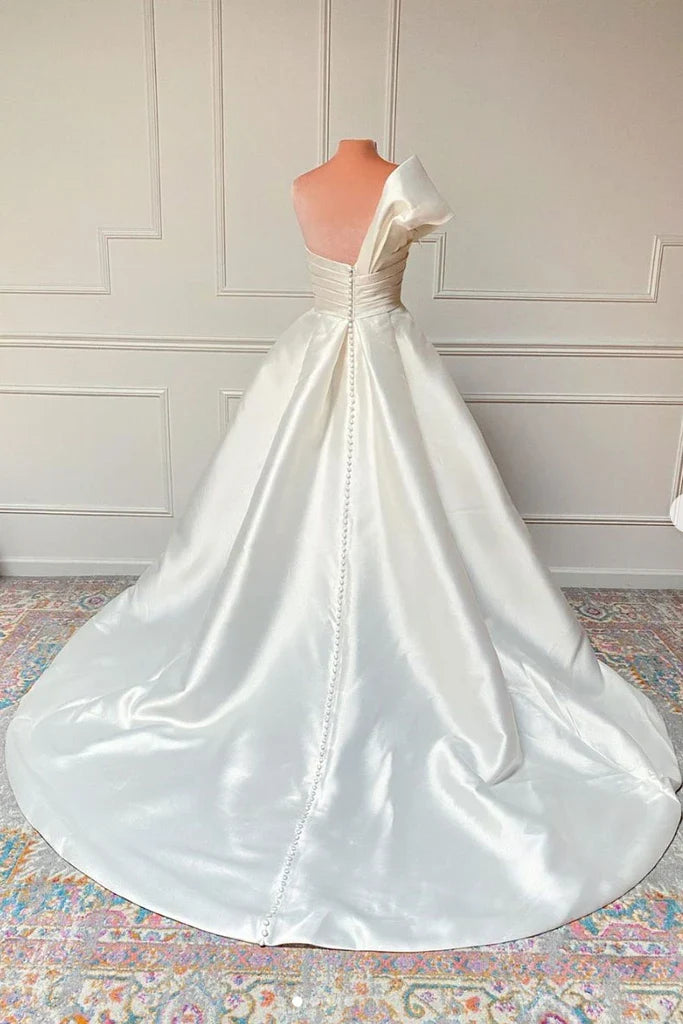 A-line Satin Long Prom Dresses Formal Evening Dresses
